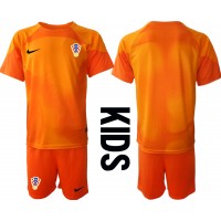 Kroatien Målmand Udebanesæt Børn VM 2022 Kortærmet (+ Korte bukser)